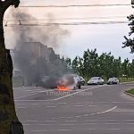 Пожар автомобиля рядом с телезаводом